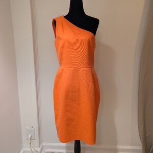 Charlotte Brody Womens Midi Dress One Shoulder Orange Size 8 The Real Real
